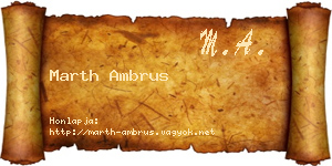 Marth Ambrus névjegykártya